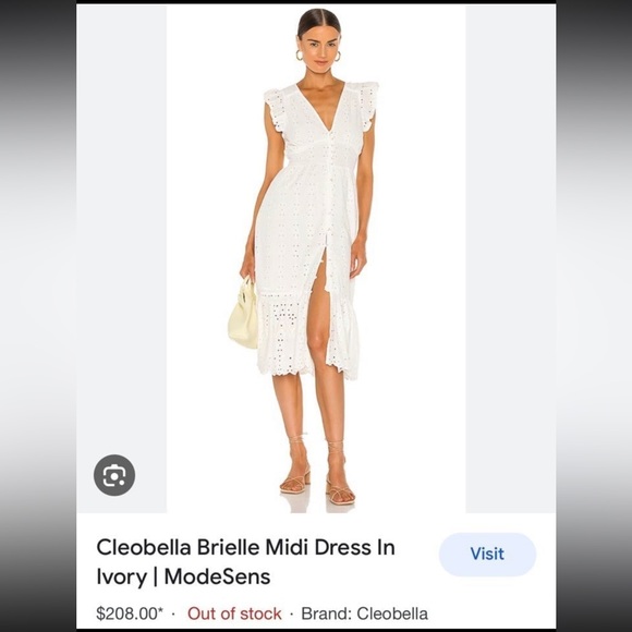 $208 Gorgeous Eyelet Cleobella Brielle Midi Dress Ivory white Size L Price FIRM - Picture 2 of 16